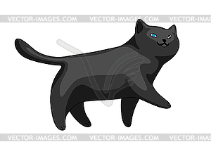 Стилизованный мультяшный черный кот - векторный клипарт / векторное изображение