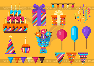 Happy birthday icon set - vector image