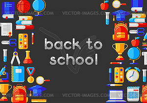 Back to school background with education icons - vector clipart