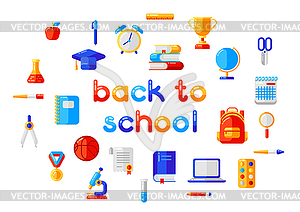Back to school background with education icons - vector clipart