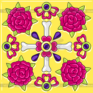 Day of Dead mexican talavera ceramic tile pattern - vector clipart