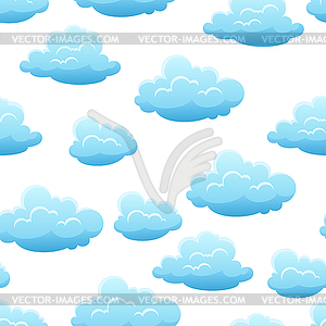 Seamless pattern with blue clouds - vector clipart