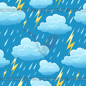 Seamless pattern with thunderstorm - color vector clipart