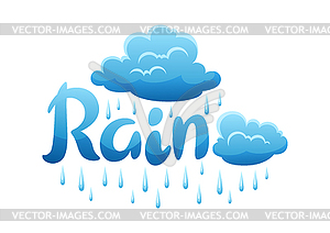 Blue clouds and raindrops - vector clip art