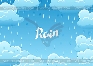 Blue clouds and raindrops - color vector clipart