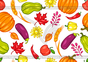 Урожай бесшовные модели с фруктами и овощами - графика в векторном формате