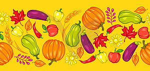 Урожай бесшовные модели с фруктами и овощами - векторный рисунок