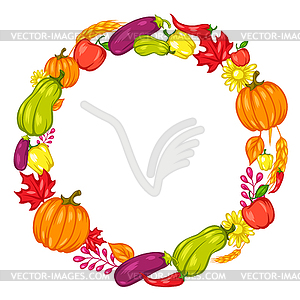 Harvest frame with fruits and vegetables - royalty-free vector clipart