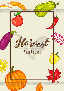 Harvest festival background with fruits and - vector clipart / vector image