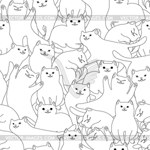 Seamless pattern with carto cats - vector clip art