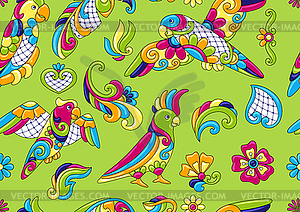 Mexican talavera ceramic tile pattern with - vector image