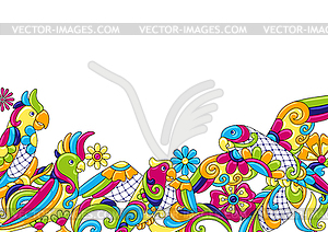 Background with tropical parrots. Mexican ceramic - vector clipart