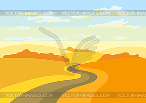 Autumn landscape with trees and hills - vector clip art