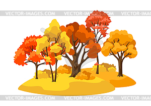 Autumn background with landscape and stylized trees - vector image