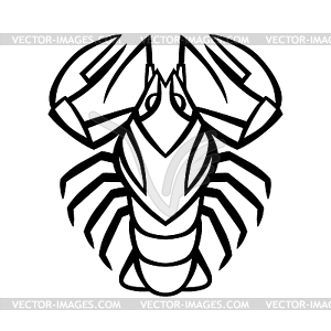 Cancer zodiac sign, black horoscope symbol - vector image