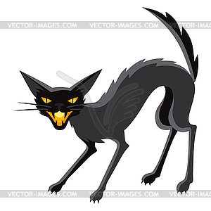 Счастливый Хэллоуин сердитый кот - изображение векторного клипарта