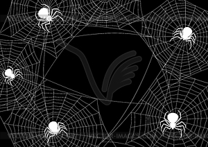 Background with black widow spiders - vector image