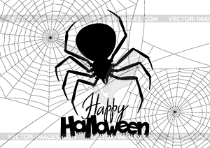 Background with black widow spider - vector image