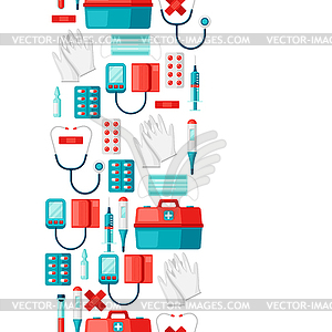 First aid kit equipment seamless pattern - vector clipart / vector image