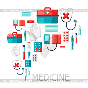 First aid kit equipment background - vector image