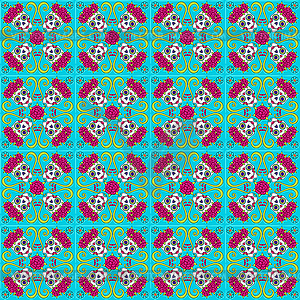 Day of Dead mexican talavera ceramic tile pattern - vector clipart