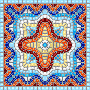 Ancient mosaic ceramic tile pattern - vector clipart