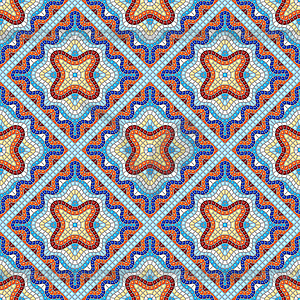 Ancient mosaic ceramic tile pattern - vector clipart