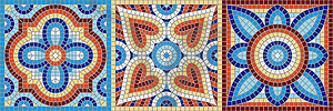 Старинная мозаика из керамической плитки - клипарт в векторе