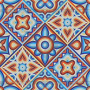 Ancient mosaic ceramic tile pattern - vector clipart