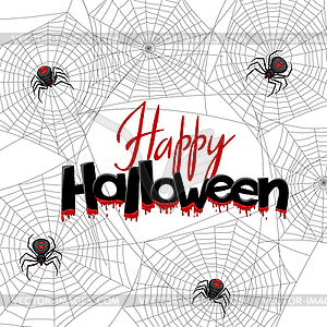 Background with black widow spiders - vector image