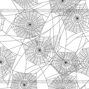 Spider web silhouette Halloween seamless pattern - vector clipart