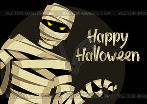 Happy Halloween greeting card with mummy - vector clipart