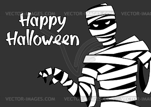 Happy Halloween greeting card with mummy - vector clipart / vector image