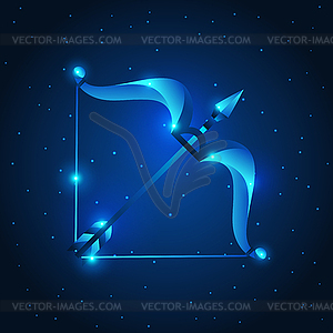 Знак зодиака Стрелец, символ голубой звезды, гороскоп - изображение в формате EPS