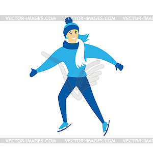 Cute girl skating - vector clipart