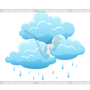 Синие облака и капли дождя - векторная иллюстрация