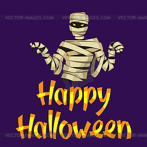 Happy Halloween greeting card with mummy - vector clipart