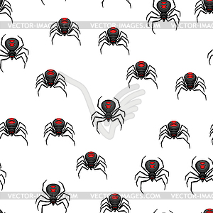 Seamless pattern with black widow spiders - vector image