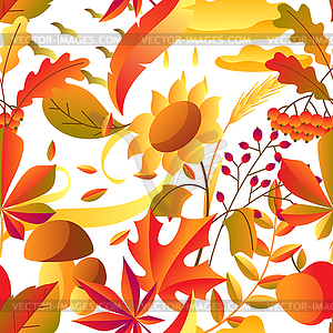 Seamless pattern with stylized autumn items - royalty-free vector clipart