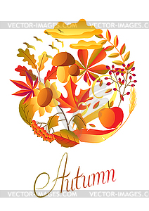 Background with stylized autumn items - vector image