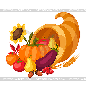 Happy Thanksgiving Day horn of plenty - vector clipart