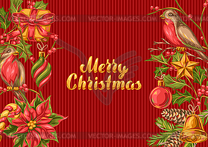 Счастливого Рождества приглашение или открытка - векторный клипарт