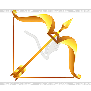 Sagittarius zodiac sign, golden horoscope symbol - vector clipart