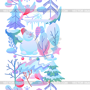 Seamless pattern with winter items - vector image