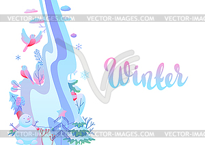 Background with winter items - vector clipart