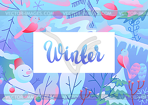 Background with winter items - stock vector clipart