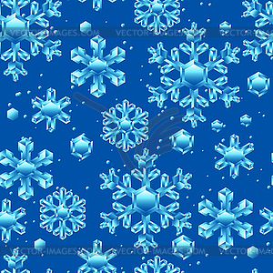 Seamless pattern with crystal snowflakes - vector clipart