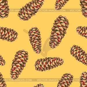 Seamless pattern with fir cones - vector clipart