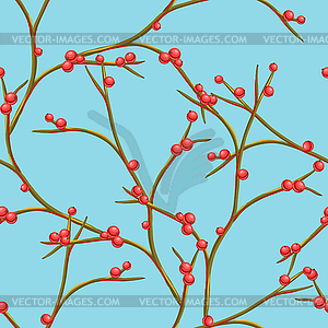 Seamless pattern with branches and berries - vector clip art