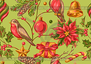 Merry Christmas seamless pattern - vector image